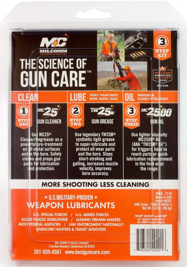 Gun Care 3 Step Kit .75-Ounce TW25B Gun Grease, 1-Ounce MC2500 Gun Oil, and 2-Ounce MC25 Gun Cleaner and Degreaser