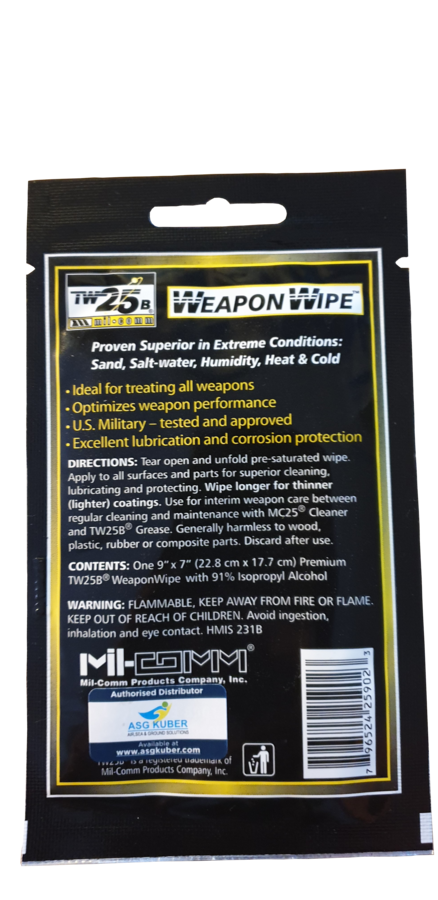 Gun Care pack of 5 Weapon Wipes Cleaning/Lubricating Disposable Cloths