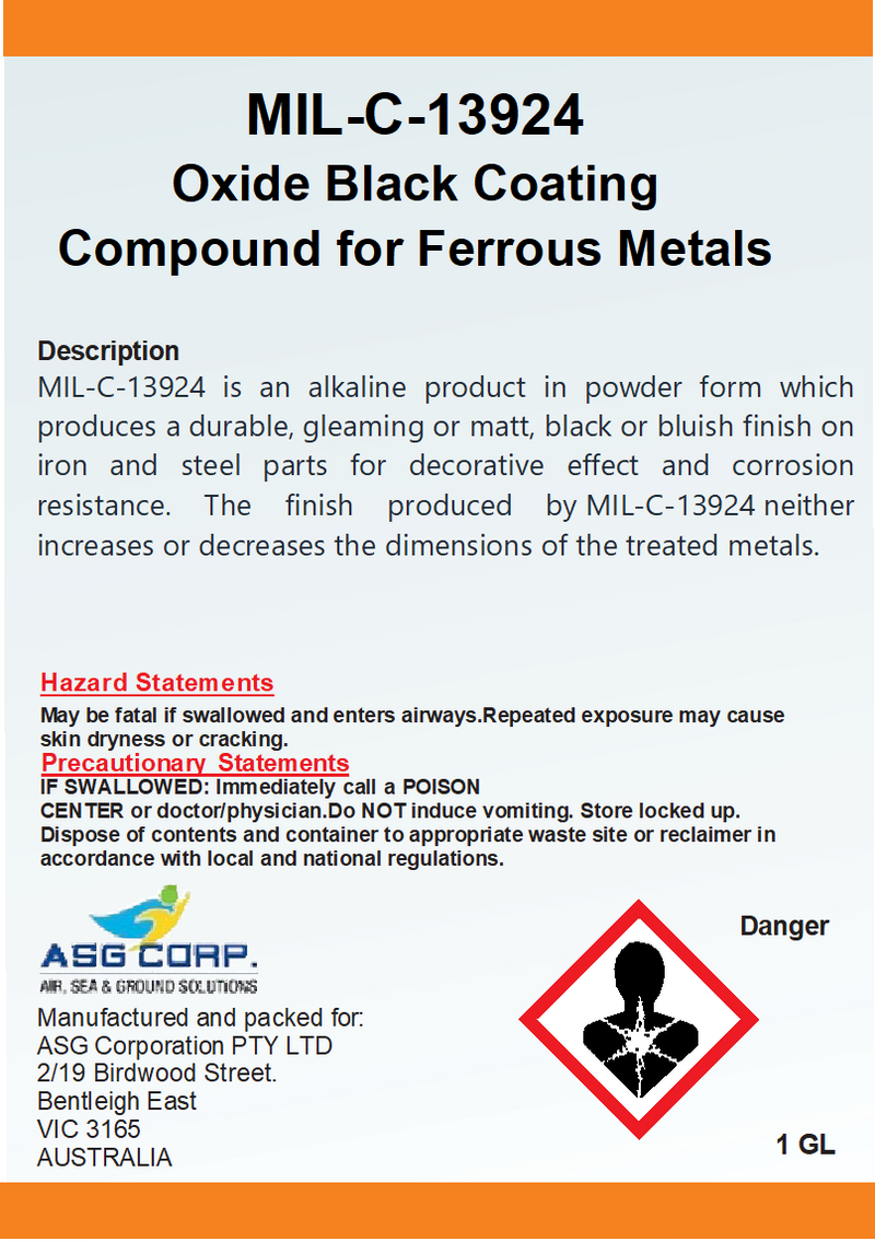 MIL-C-13924 Oxide Black Coating Compound for Ferrous Metals
