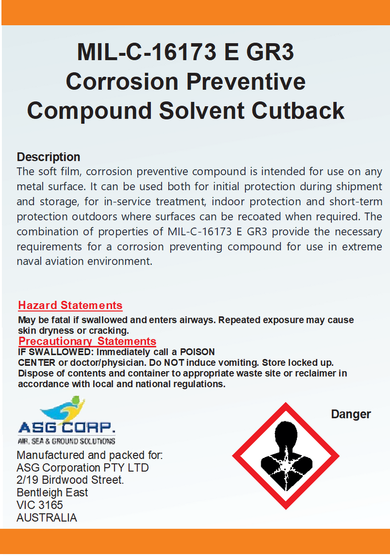MIL-C-16173 E GR3 Corrosion Preventive Compound Solvent Cutback (1 Gallon) MOQ 4