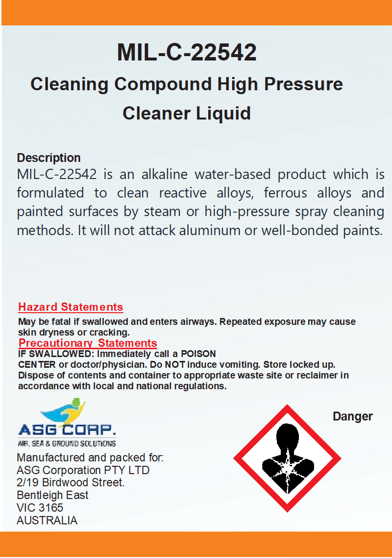 MIL-C-22542 Cleaning Compound High Pressure Cleaner Liquid (1 Gallon)