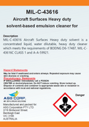 MIL-C-43616 Aircraft Surfaces Heavy duty solvent based emulsion cleaner for exterior 1 Gallon (MOQ 4)
