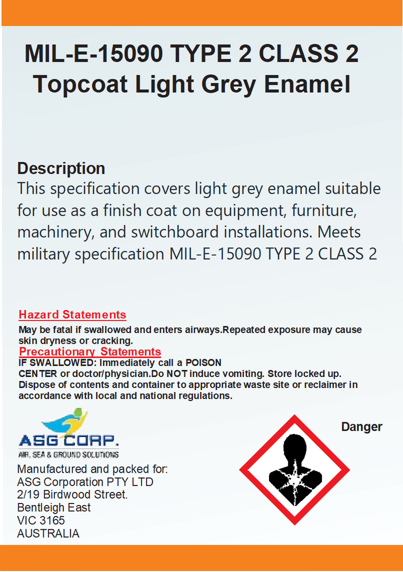 MIL-E-15090 TYPE 2 CLASS 2 Topcoat light Gray enamel 1 Gallon