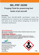 MIL-PRF-38299 Purging Fluid for preserving fuel tanks of aircraft